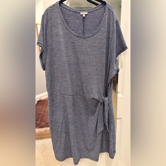 T by Talbots Striped Side-Tie Stretch Dress 3X Classic Business Casual Brunch - Picture 6 of 7